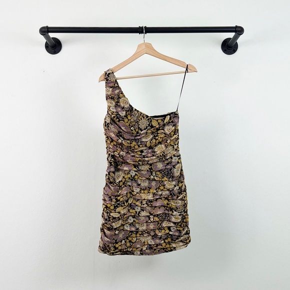 NWT Zara One Shoulder Floral Mini Dress - Picture 7 of 8